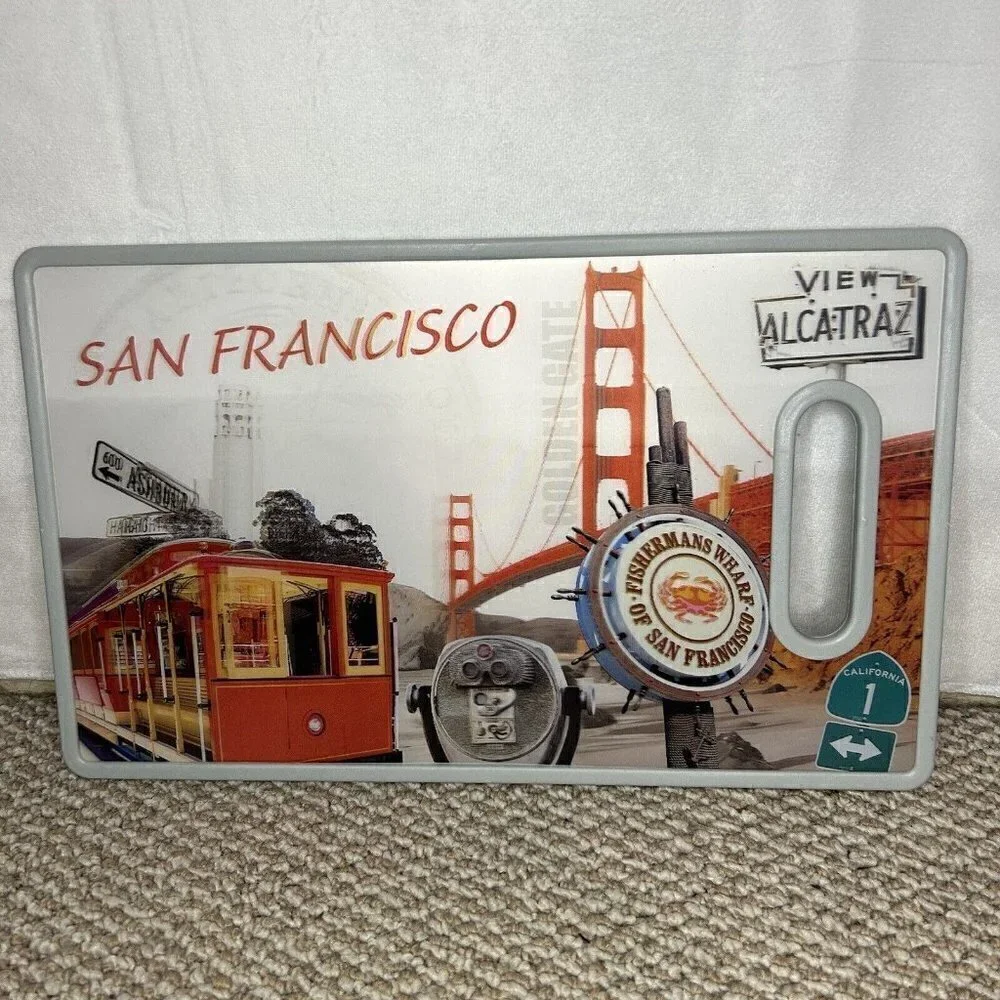 Cuisinart Cutting Board San Francisco Postcard Theme 14.5